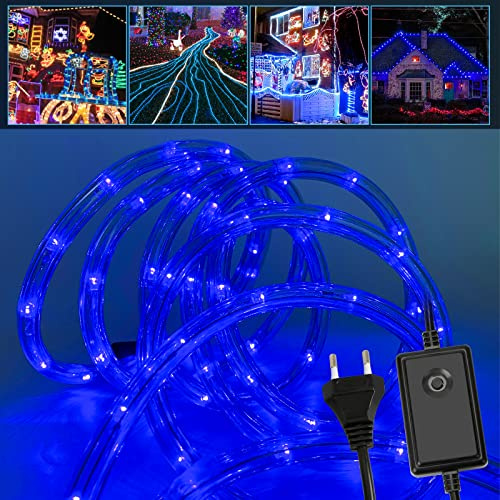Jopassy LED Lichterschlauch für außen, 10m LED Lichtschlauch mit 8 Leuchtmodi, Lichtschläuche Wasserfest, Lichterkette für Garten Deko, Led schlauch-Blau