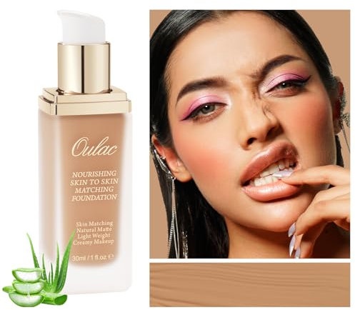 Oulac Foundation Make Up, Foundation Changing Skin Color, Langanhaltend flüssige Foundation, mit Aloe Vera und, leicht und atmungsaktiv, Vegane Foundation 30ml, Farbton: 15 Bronze