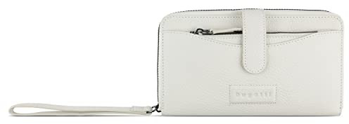 bugatti ELSA kleine Reißverschluss-Börse mit RFID-Schutz, Geldbörse aus Leder in weiß
