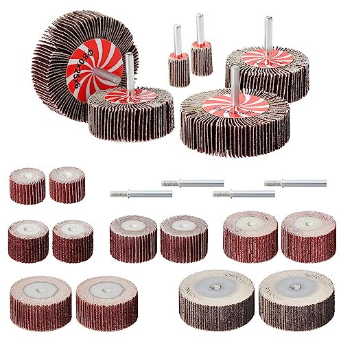 HSEAMALL 22PCS Fächerschleifer, Lamellenschleifer Schleifaufsatz für Bohrmaschine 1/4 Inch Shank Sanding Paper Polishing Wheel for Drill Rotary Tool