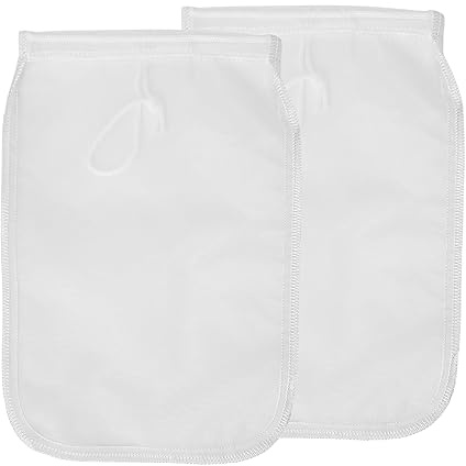 2 Pack Reusable 150 Micron Fine Mesh Bag Nut Milk Bag, Nylon Nut Bag Strainer for Straining FruitJuice,Apple Grape Wine Press,NutMilk,Yogrut,Doufu,Almond, Coffee with Drawstring (7.8x11.8in)