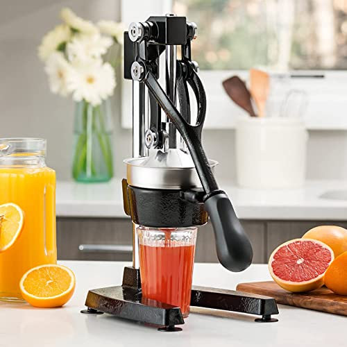JHLP Commercial Grade Citrus Juicer - Large Press for Orange, Grapefruit, Lemon Juicing - Extracts Maximum Juice - Heavy Duty Cast Iron Base and Handle - Non Skid Suction Foot Base