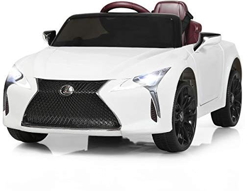 COSTWAY 12V Electric Kids Ride On Car, Licensed Lexus Battery Powered Vehicle Toy with Remote Control, Lights, Horn, MP3, USB, Suspension Wheels Cars Gift for 3+ Years Old (White)