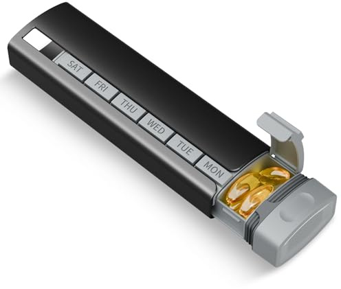 Metall-Pille-Organisator wöchentlich, 1 Mal am Tag, tragbarer Reise-Pille-Fall mit individuellem Deckel, 7 Tage Upgrade Aluminium-Pille-Box, tägliche Pille für Vitamine, Medikamente, Pillen