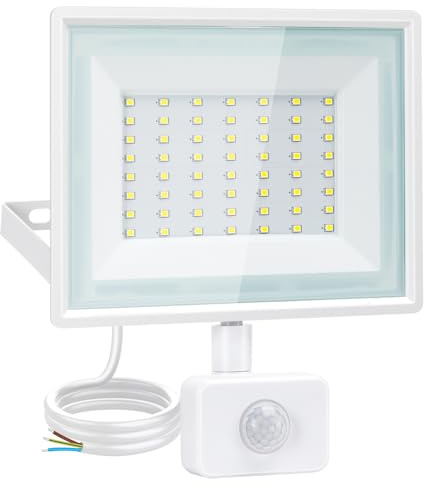 Aigostar Outdoor Lights 50W Floodlight, Motion Sensor Security Lights | 4300 LM Bright PIR Sensor Security Light, 6500K Flood Light, IP65 Waterproof Flood light for Backyard, Garden, Patio