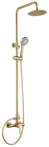 MICE Duschsäule ausziehbar 88-125 cm, Duschset mit Handbrause mit Handbrause Felxo (gebürstetes Gold)