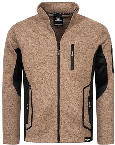 Rock Creek Herren Fleece Jacke Outdoor Wanderjacke Pullover Full Zip Hoodie Herrenjacke Fleecejacke Winterjacke Strickjacke Strickfleecejacke H-367 Beige 2XL
