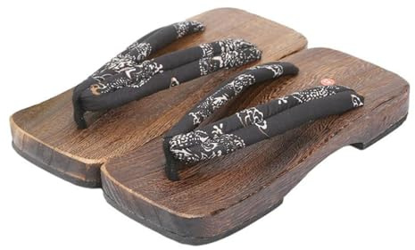 Zapatillas Tradicionales Japonesas Kimono,Zuecos de Madera Masculinos, Zapatillas de Madera Impresas en Azul Retro,Zapatillas en Forma de Chevron(Size:EU 45,Color:Cuadrado+H)