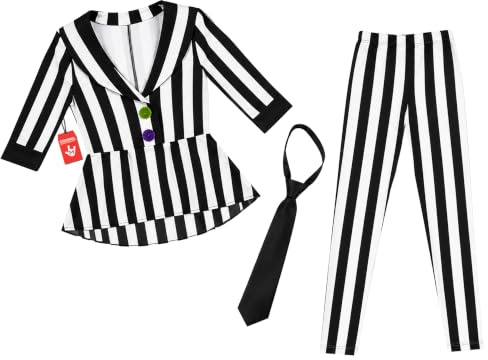 Morph Disfraz Mujer Rayas Blancas y Negras, Traje Elegante para Fiestas y Eventos de Halloween, M