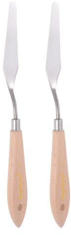 sourcing map 2pcs No.11 Painting Palette Knives Stainless Steel Pointy Spatula Pallet Knife with Beech Wood Handle for Oil Acrylic Paint Canvas Mixing Spreading