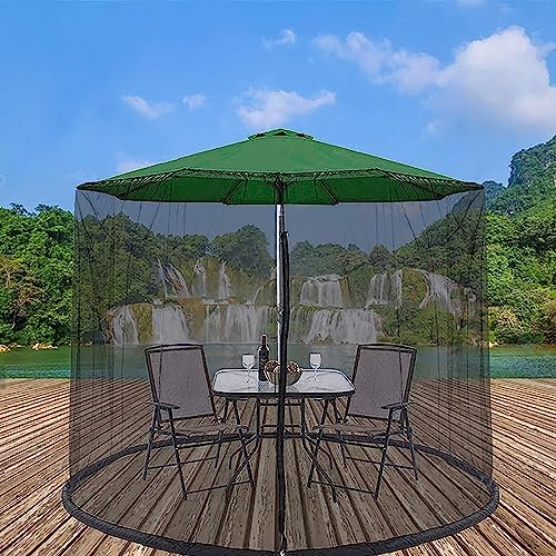 UsmAsk 7~10Ft Terrassenschirmschirm, Terrassenschirm-Moskitonetz, Outdoor-Campingzelte, Moskitonetz mit Reißverschlusstür, Marktschirm für Terrasse, Pool, Balkon, Rasen, Garten