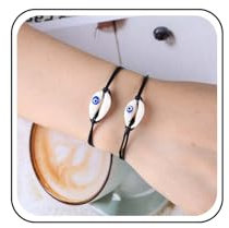 Inateannal Muschel Fußkettchen Armbänder Einstellbar Böse Schwarz String Armband Muschel Seil Armband Natürliche Shell String Armband Handgefertigte Bösen Blick Armbänder Schmuck Für Frauen Mädchen