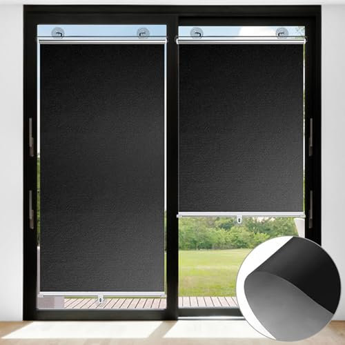 Verdunkelungsrollos für Fenster, 40/45/50/58/68/75/80 cm breit, Thermo-Verdunkelungsrollo, temporärer tragbarer Fenstervorhang, UV-Schutz, Blickdicht, Schwarz-50 x 90 cm