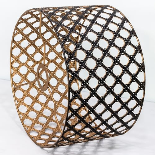 Vintage Metal round lampenschirm,schwarz gold, hohlgeschnitzt, Trommelform, für Stehlampe, Hängelampe,Tischlampe,Deckenleuchte | Hohlgeschnitzt, Für Stehlampe, Für Hängelampe, Für Tischlampe, Für Deckenleuchte