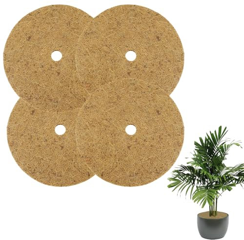 4 Coconut Fibre Disc, 30 cm Coconut Disc Fiber, Coconut Mat for Control of Herbs Pests, Coconut Disc for Protection of Potted Plants, Coconut Fibres Mulching Prote