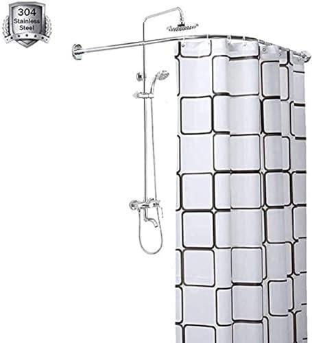 Duschvorhangstange, Eckbadewanne, ohne Bohren, Duschstange, L-Form, Eckduschstange aus Edelstahl 304, Teleskop für Badezimmer, Küche, Umkleidekabine (110–140 x 110–140 cm)