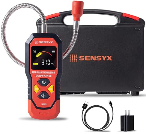 SENSYX 2-in-1 Rilevatore di perdite di refrigerante ricaricabile HVAC, rilevatore alogeni Freon, rilevazione aria condizionata, rilevatore di gas per auto (SFD201 Rilevatore di refrigerante e gas
