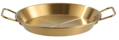 Poêle à Paella, 21cm Poêle à Paella en Acier Inoxydable Doré avec Poêle Antiadhésive à Double Poignée, Poêle à Omelette pour Maison Restaurant Camping en Plein Air