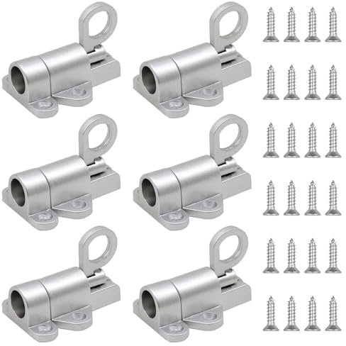 Forhandy Spring Riegelschloss 6pcs, Federriegel Automatische Türriegel Federverriegelung aus Aluminium, Verriegelung Türriegel mit Schraube für Fenster Schranktüren Balkontüren Gartentüren Holztüren