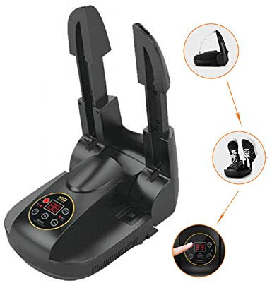 JNHWFDB Sèche-Chaussures électrique, sèche-Gants et Chauffe-Bottes, Support réglable Portable et minuterie, pour Chaussures, Gants, Chapeaux, Chaussettes, Chaussures de Ski - Noir