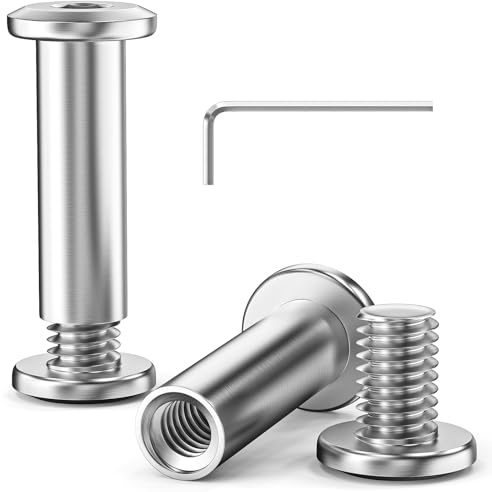 Dayalo 10 Stück M5 x 20mm Verbindungsschrauben, Schrankverbinder M5, Hülsenschrauben Edelstahl A2 V2A, Möbelschrauben mit Hülse für Möbeln, Schränken, Holzbret