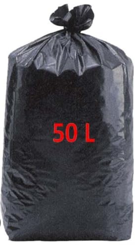 lepetitmitron - Carton de 200 Sacs Poubelle Noirs Ultra-Résistants (8x 25sacs) | 50L | Grande Capacité pour Déchets Ménagers et Industriels | Anti-Fuite, Solides et Pratiques |