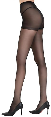 DUCMODA Collant Velate Donna 20 denari Vita Alta Confort Elastico Matte Sexy Women Tights Nero XL