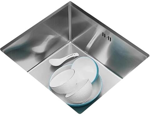 SaryEdge Mini-Lave-Vaisselle à Fente Unique en Acier Inoxydable argenté pour Cuisine, pour Studios, balcons, espaces compacts, avec siphons de vidange(Argent-45 * 45 * 20cm