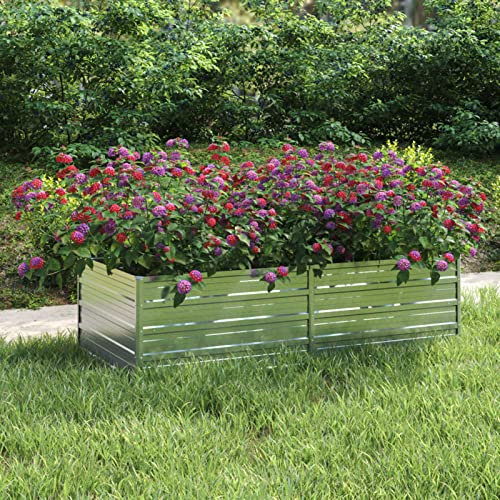 Somanki Garten-Hochbeet 160x80x45 cm Verzinkter Stahl Silber, Palettenrahmen, Hochteich, Gemüsebeet, Kräuterregal Balkon, Blumenbeet, Kräuterspirale, Tomatenbeet, Pflanzhochbeet - 316884