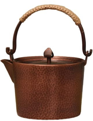 OZBMA Grande Bouilloire à thé en cuivre Faite à la Main, 14 x 12 cm, 1 000 ML, théière Turque (rétro, 1 000 ML)