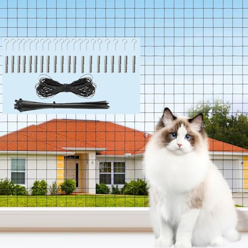 Caiyloxn Rete per gatti per balcone, 6 x 3 m, senza foratura, per il fissaggio di balconi e finestre