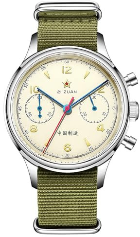 SEAKOSS Retro-Cronografo 1963 Originale Seagull ST1901 Movimento Uomo Orologio Meccanico Carica A Mano Sapphire & Specchio Acrilico Orologio Da Polso Pilota, 38 mm - Zaffiro senza collo d'oca