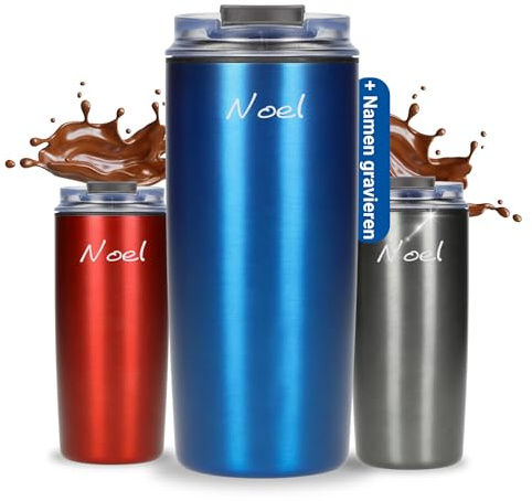 Tasse à café personnalisée à emporter 450 ml – Gobelet avec couvercle – Sans BPA et neutre au goût – Tasse à café à double paroi pour garder les boissons au chaud – Parfait pour le bureau et la
