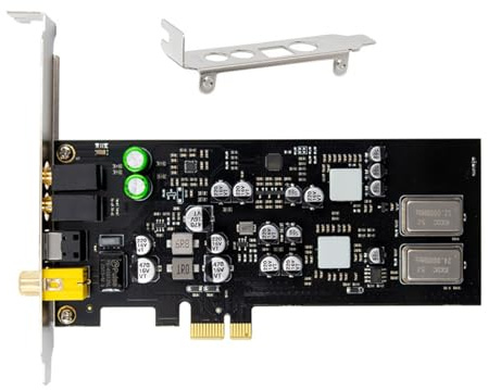 Guaber Tarjeta de sonido PCIe profesional con formato AES EBU IEC60958 y panel frontal, micrófonos para auriculares, puerto óptico, tarjeta digital coaxial