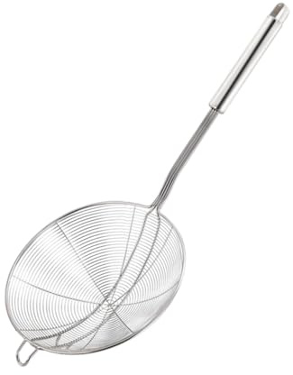 Genérico Espumadera de Acero Inoxidable 16 CM con Doble Espiral y Malla de Alambre Colador para Olla Caliente y Freír Alimentos Cuchara Coladora para Pasta y Fideos Resistente a Altas