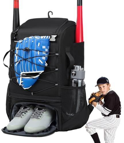 Schlägertaschen: Baseballbälle, Softball für Jugendliche und Kinder, mit Haken für den Zaun, hält mit T-Ball, Schlaghandschuhe, Helme, Mützen, weiche Sportausrüstung, leicht zu tragen
