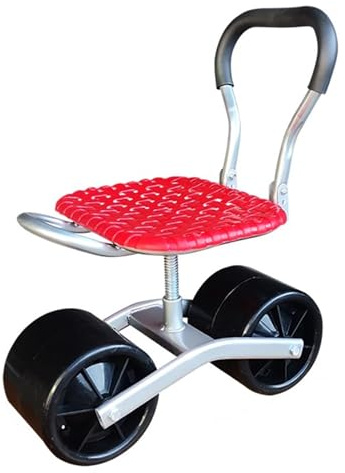 Rolling Garden Cart with Seat, Portable 2-Wheel Stool for Outdoor Gardening and Lawn Use