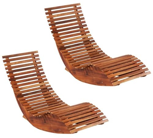Gecheer Acacia Wood Rocking Sun Lounger - Rustic Charm, Weatherproof, Ergonomic Design, 149 x 60 x 86 cm Model277093
