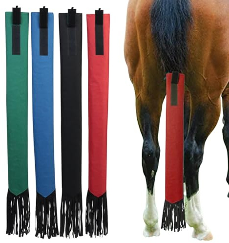 Fernoix Horse Tail Bag - 4PCS, Waterproof and, Large Opening for Easy Fit, Fringe Design Simulates A Fly Swatter, Protects Horse's Tail from Dirt, Breakage and Insects