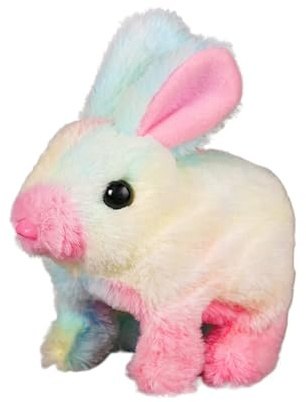 Hopping Bunny – Animal de peluche electrónico, movimiento de salto, larga duración, orejas que se mueven, nariz temblorosa | Figura suave interactiva que apoya a niños y niñas, juego en casa,
