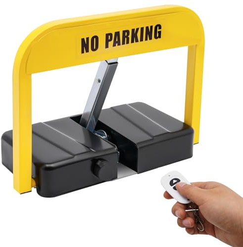 Parkplatzsperre mit Fernbedienung, 12W DC 3.7V Parkplatzsperre Elektrisch mit Fernbedienungen & Schlüssel, IP67 Automatik Klappbar Parksperre, 15m Reichweite, Parkplatzsperren für Hotels, Bürogebäuden