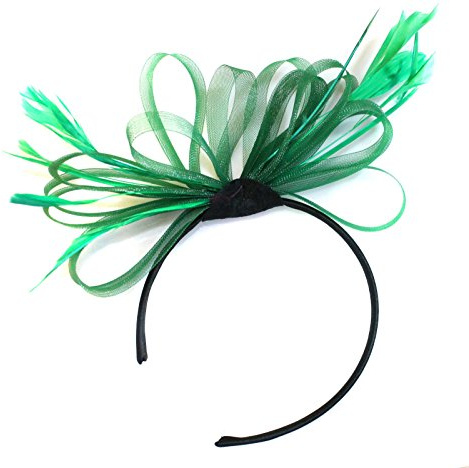 Caprilite mode smaragd grön enorm nät ringar fjäder pannband fascinator bröllop Ascot hårtillbehör ASCOT RACES