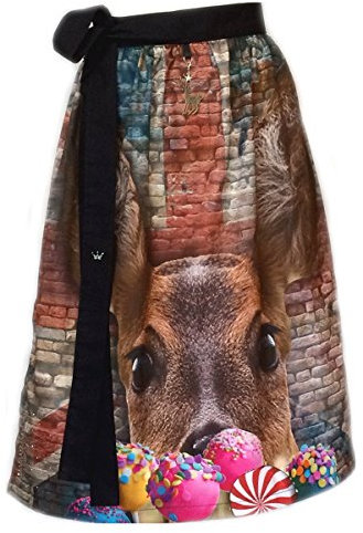 Förklädesfodral, designer dirndl förkläde Candy Reh, strasskrona, nitar i motiv