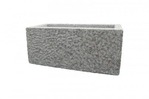 Trog aus Granit grau, L/B/H ca. 80/35/35 cm, ca. 100 kg, Außenseite