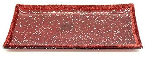 DARO DEKO Weihnachts-Teller L 26 x13cm rot + roter Rand - 4 Stück