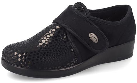 Fly Flot | Full Slipper Woman, Pantofole Donna Animalier con Strappo Regolabile, Ciabatta con Tomaia Stretch Adattiva in Microfibra Elasticizzata, Sottopiede in Microfibra, Nero, 38