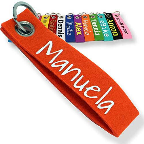 LALALO Schlüsselanhänger aus Filz mit Namen, Schlüsselband Personalisierte Geschenkidee mit Aufschrift oder Wunschtext für Geburtstag Weihnachten