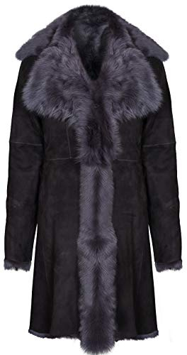 Infnity Leather Damen Grau Damen Echt Toscana Schaffell Leder Wildleder Jacke Trenchcoat