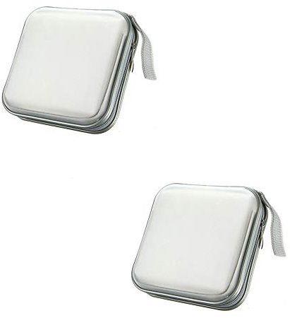 Ogquaton 2er Pack tragbare und Elegante CD/DVD-Tasche mit Reißverschluss (weiß) Robust und modisch
