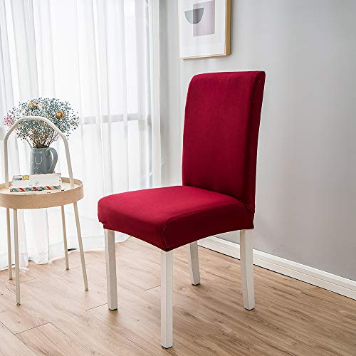 Chickwin Chickw1 Stretch Stuhlhussen Stuhlbezüge 1/4/6/10er Set, Elastische Stühle Husse Schutzhülle Abdeckungen Pflegeleicht und Langlebig für Hochzeit Hotel Esszimmer (Weinrot,4 Stück)